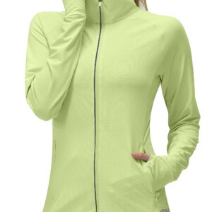 Women's UPF 50+ UV Sun Protection Clothing Long Sleeve Athletic Hiking Shirts Lightweight SPF Zip Up Outdoor Jacket(Green,XL)