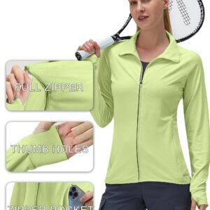 Women's UPF 50+ UV Sun Protection Clothing Long Sleeve Athletic Hiking Shirts Lightweight SPF Zip Up Outdoor Jacket(Green,XL)