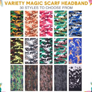 Tarpop 30 Pcs Neck Gaiters Scarf Elastic Wrap Headband Sweat Absorbing Bandana for Women Men Sports Yoga Running(Vibrant Style)