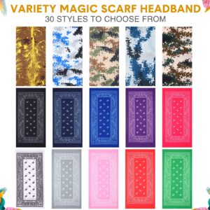 Tarpop 30 Pcs Neck Gaiters Scarf Elastic Wrap Headband Sweat Absorbing Bandana for Women Men Sports Yoga Running(Vibrant Style)