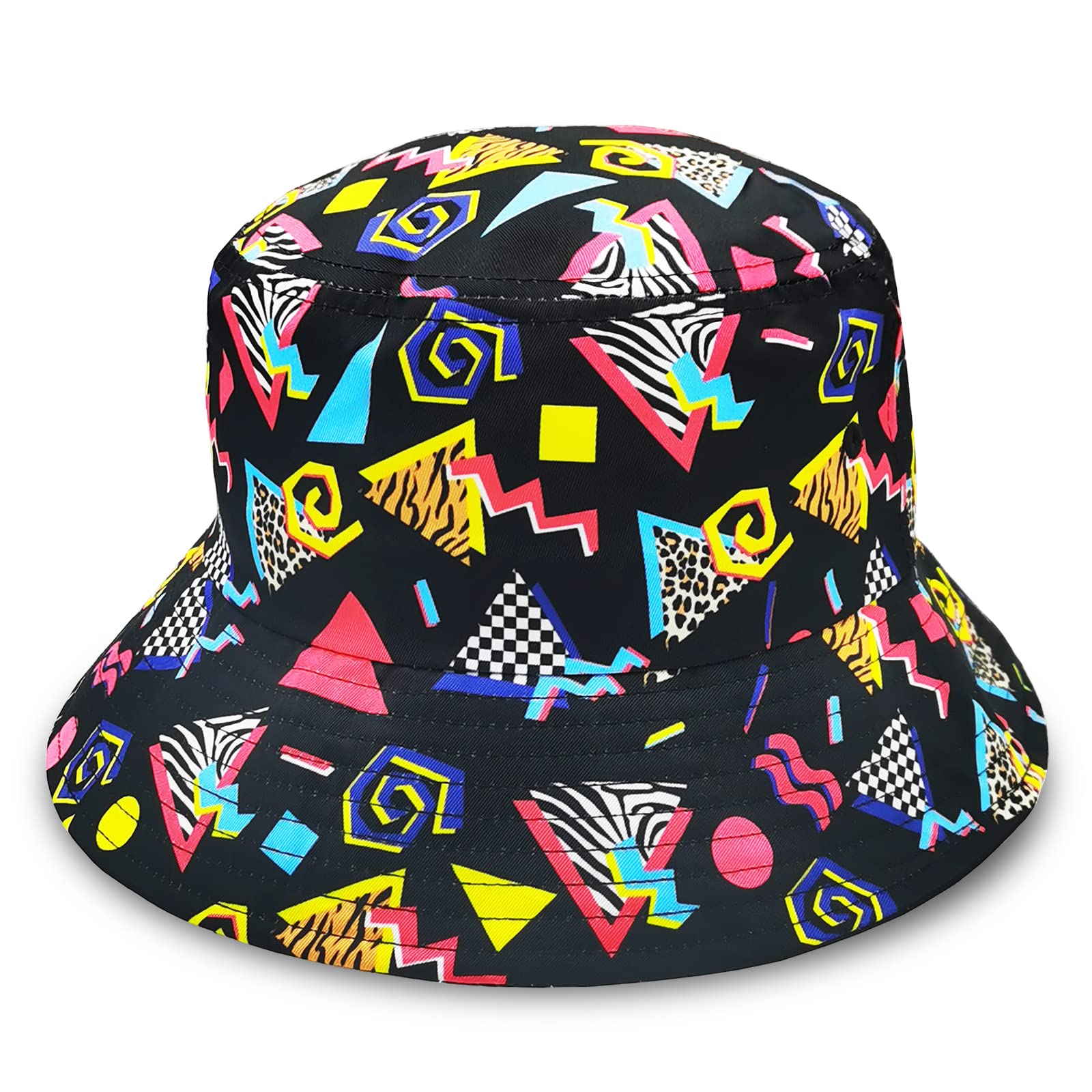 Retro 80s 90s Bucket Hat Accessories Women Men Black Hip Hop Cap Party Outfits