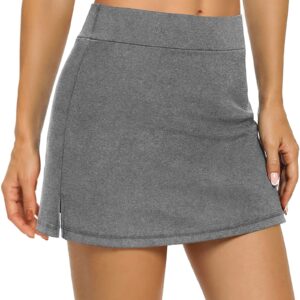 LouKeith Tennis Skirts for Women Golf Athletic Activewear Skorts Mini Summer Workout Running Shorts with Pockets Light Gray S