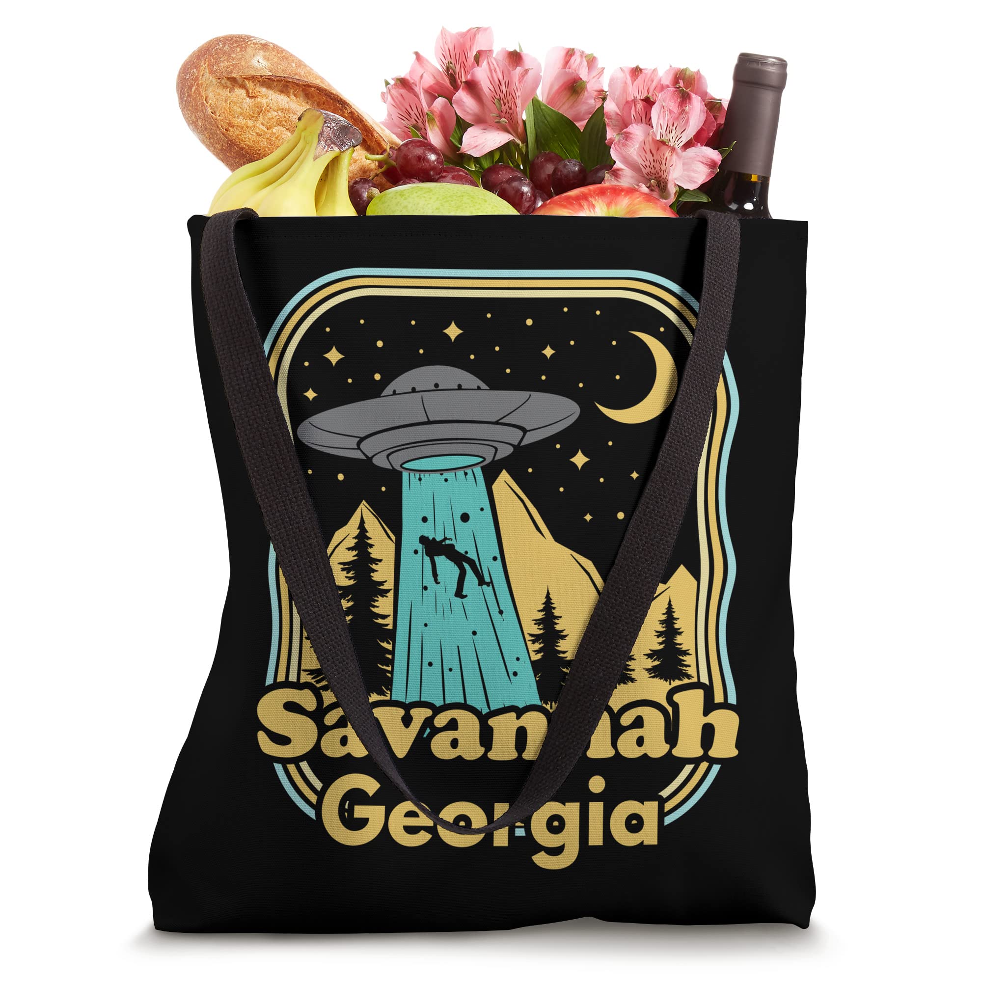 Savannah Georgia UFO Alien Hunter 80s State Pride Tote Bag