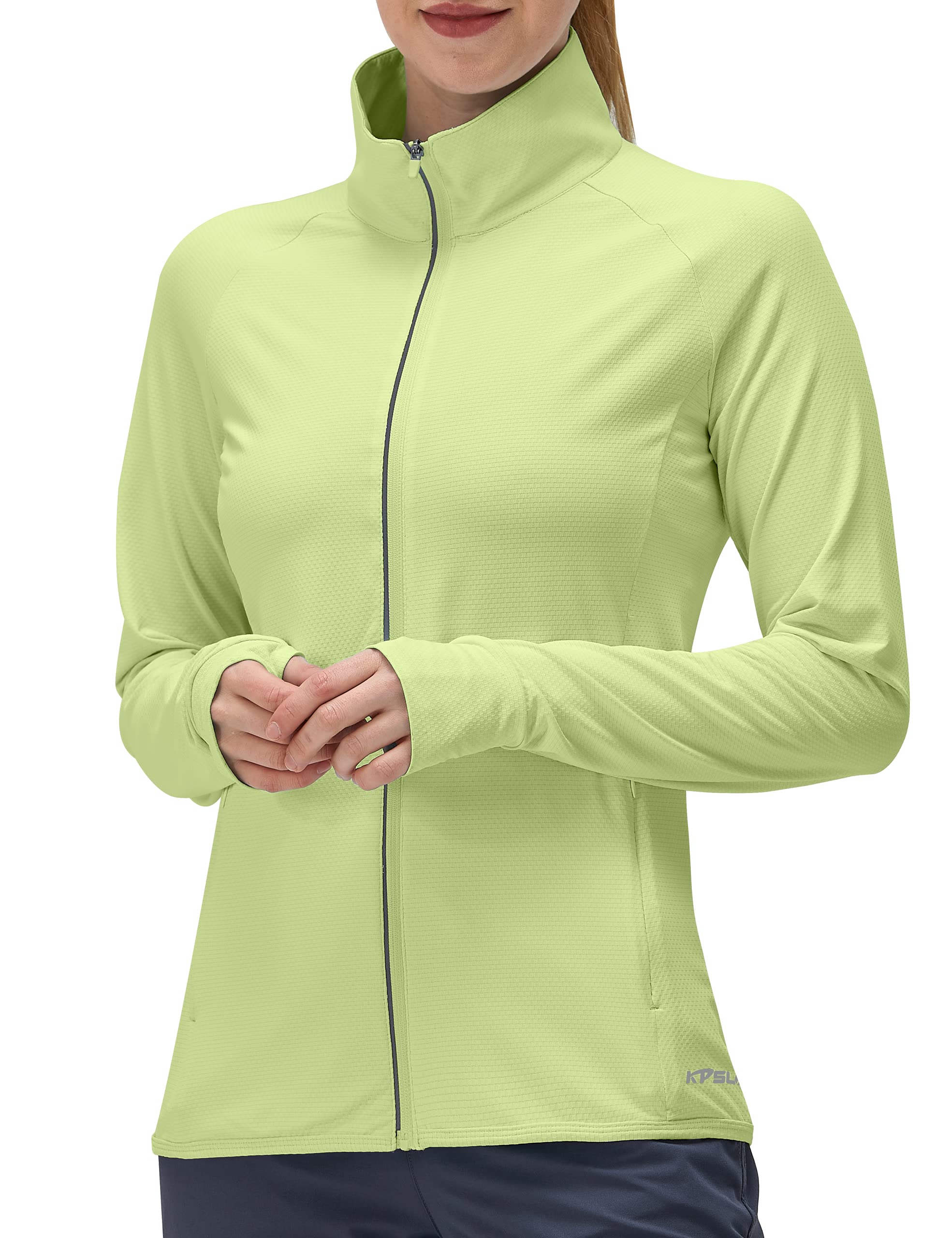 Women's UPF 50+ UV Sun Protection Clothing Long Sleeve Athletic Hiking Shirts Lightweight SPF Zip Up Outdoor Jacket(Green,XL)