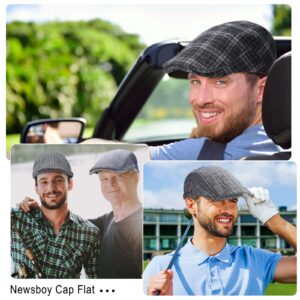 Jadive 4 Pcs Newsboy Hats for Men Cotton Flat Cap Adjustable Breathable Cap for Men Newsboy Driving Hunting Hat Newsboy Hat