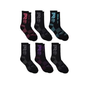 Timberland PRO Women's 6-Pack Half Cushioned Crew Socks, Black, One Size