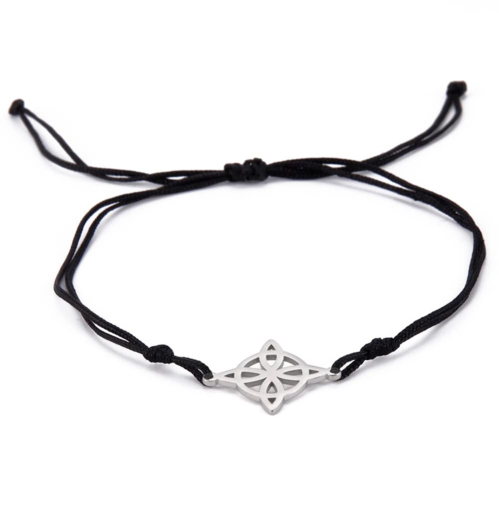 UNIFT Bracelet For Women Celtic Witch's Knot Magic Layered Bracelet Stainless Steel Charm Mystic Double Rope Bracelets Celtic Jewelry (silver, Stainless Steel)