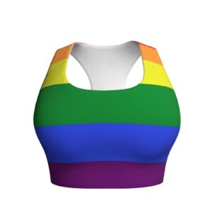 Women's Comfort LGBT Pride Rainbow Flag Fit Yoga Bras Athletic Tank for Training Exercise Sports Bra for Workout, Fitness