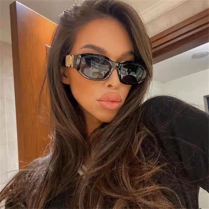 FEISEDY Retro Trendy Rectangle Sunglasses Women Men Vintage 90s Small Narrow Square Sunglasses B2322