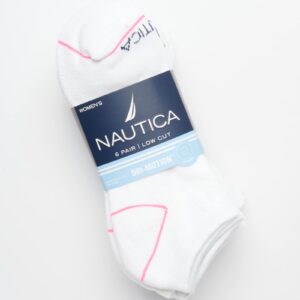 Nautica Women's Socks - Athletic Cushion Low Cut Socks (6 Pack), Size 4-10, Bright Assortment