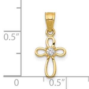 Avariah Solid 10k Yellow Gold Small CZ Cross Pendant - 20mm