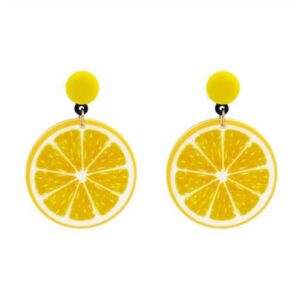 maloyanve lovely fruit earrings for women cute lemon lime orange dangle drop earrings acrylic fun earrings summer earrings holliday beach vacation jewelry (yellow lemon)