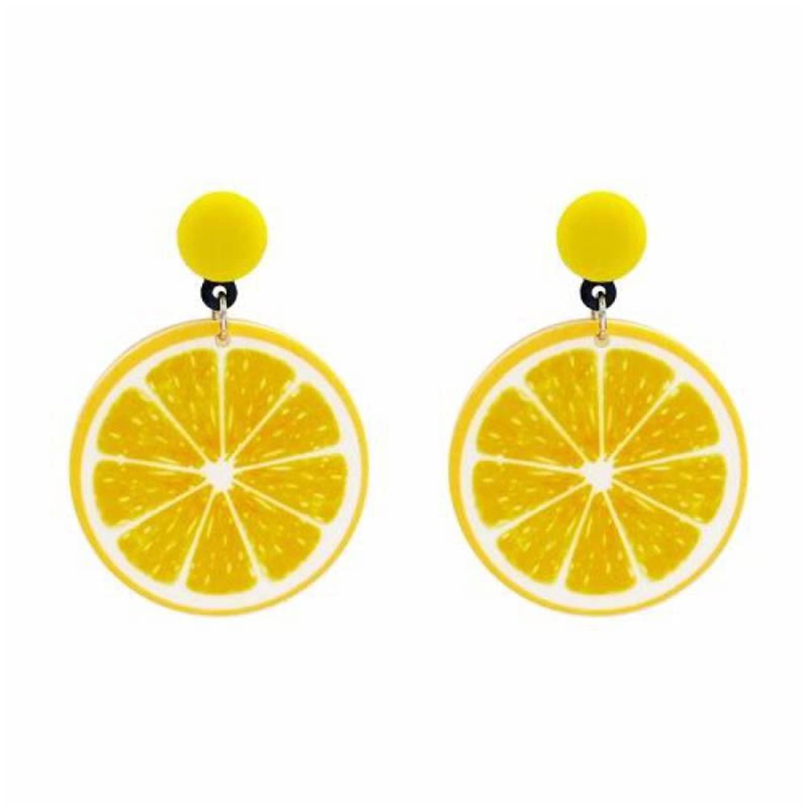 MALOYANVE Lovely Fruit Earrings for Women Cute Lemon Lime Orange Dangle Drop Earrings Acrylic Fun Earrings Summer Earrings Holliday Beach Vacation Jewelry (Yellow Lemon)