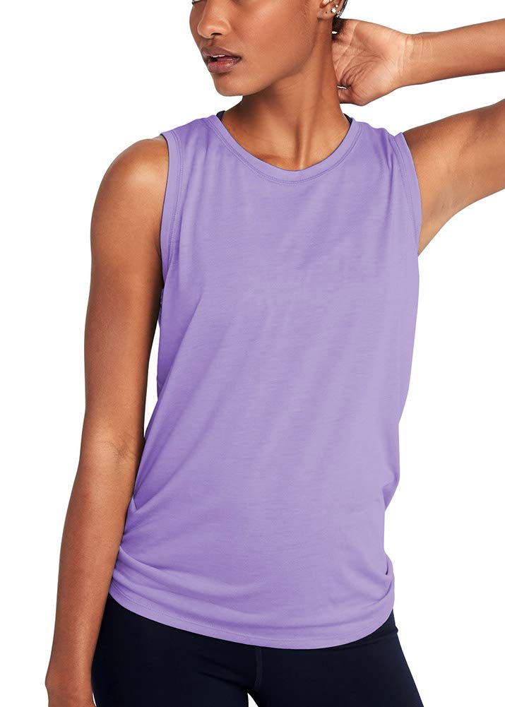 Bestisun Workout Tank Tops for Women Mesh Gym Athletic Shirts Tie Back Workout Tank Mesh Muscle Tank Purple XL