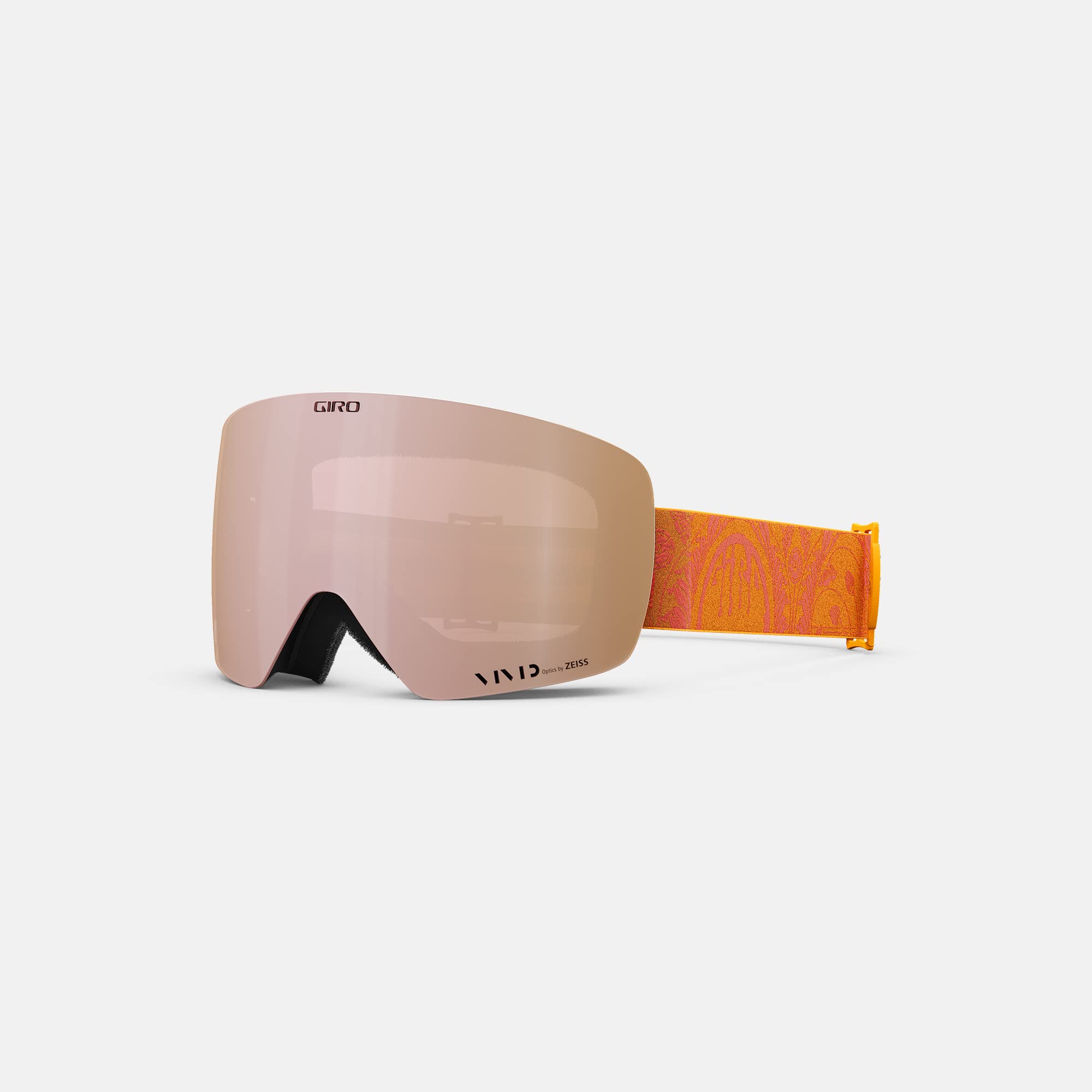 Giro Contour RS Ski Goggles - Snowboard Goggles for Men & Women - Tiger Lily/Monarch Orange Filmore Sun Strap with Vivid Rose Gold/Vivid Infrared Lenses