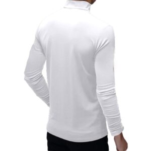 Rela Bota Mens Fashion T-Shirts Mock Turtleneck Undershirts Thermal Underwear Long Sleeve Slim Fit Stretch Basic Pullover White