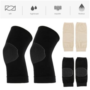 LTLCLZ 1Pair Sport Knee Support Elbow Protect Breathable Kneepads Relieve Arthritis Injury Bandage Knee Guard,Beige