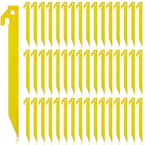 Deekin Plastic Tent Stakes 9 Inch Heavy Duty Tent Pegs Spike Hook Stakes Light Safe Tent Stakes Canopy Stakes for Summer Beach Garden Decorations Camping Outdoor Lawn Tarp(Yellow, 36 Pcs)