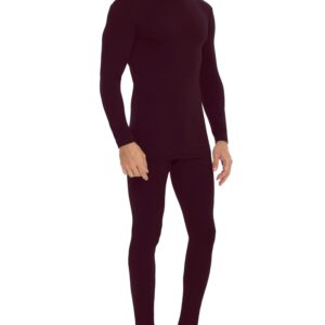 Daupanzees Mens Thermal Underwear Set Microfiber Soft Fleece Lined Long Johns Winter Warm Base Layer Top & Bottom Wine Red