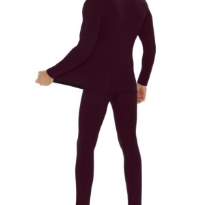 Daupanzees Mens Thermal Underwear Set Microfiber Soft Fleece Lined Long Johns Winter Warm Base Layer Top & Bottom Wine Red