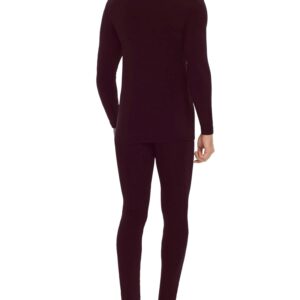 Daupanzees Mens Thermal Underwear Set Microfiber Soft Fleece Lined Long Johns Winter Warm Base Layer Top & Bottom Wine Red