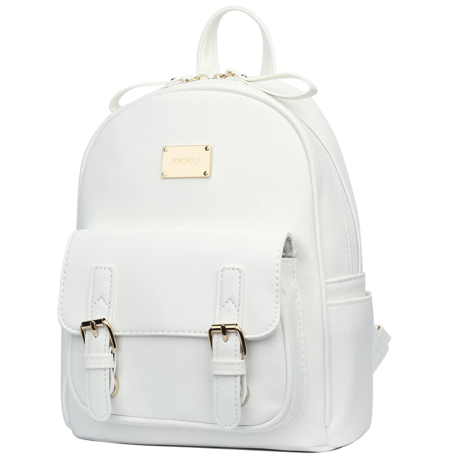 KKXIU Women Small Backpack Purse Synthetic Leather Cute Mini Daypack Fashion Bookbag for Ladies (White)