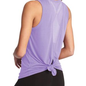 Bestisun Workout Tank Tops for Women Mesh Gym Athletic Shirts Tie Back Workout Tank Mesh Muscle Tank Purple XL