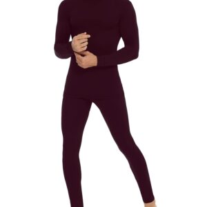 Daupanzees Mens Thermal Underwear Set Microfiber Soft Fleece Lined Long Johns Winter Warm Base Layer Top & Bottom Wine Red