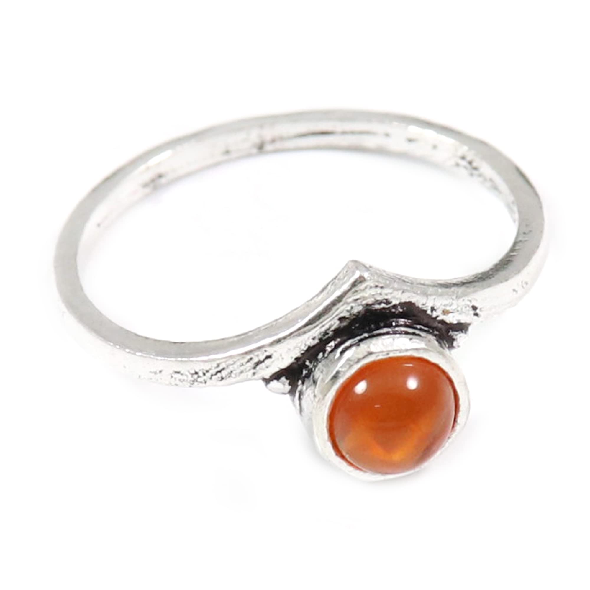 Carnelian Gemstone Silver Band Ring for Women Solid 925 Sterling Silver Ring Handmade by Goyal Exports SRG360E (US-3)