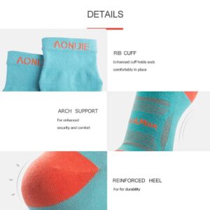 AONIJIE Running Ankle Toe Socks for Men and Women Lightweight Coolmax High Performance Five Finger Athletic Socks(3 Pairs/E: Black, Turquoise, Blue,M)