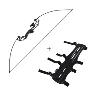 toparchery archery takedown recurve bow hunting long bow set alloy riser - right hand black - draw weight 30lbs 40lbs - with arrow sight, arrow brush