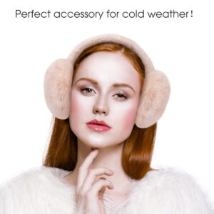 Ear Muffs for Women, Foldable Winter Faux Furry Earmuffs, Cold Weather Cute Soft Ear Warmer Covers Headband