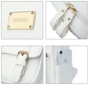 KKXIU Women Small Backpack Purse Synthetic Leather Cute Mini Daypack Fashion Bookbag for Ladies (White)