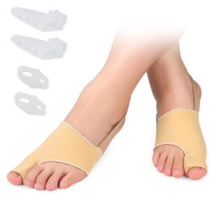 bunion corrector for women & men and bunion toe separators, effective orthopedic with bunion splint, big toe straightener pain relief bunion corrector day night support hallux valgus (beige)