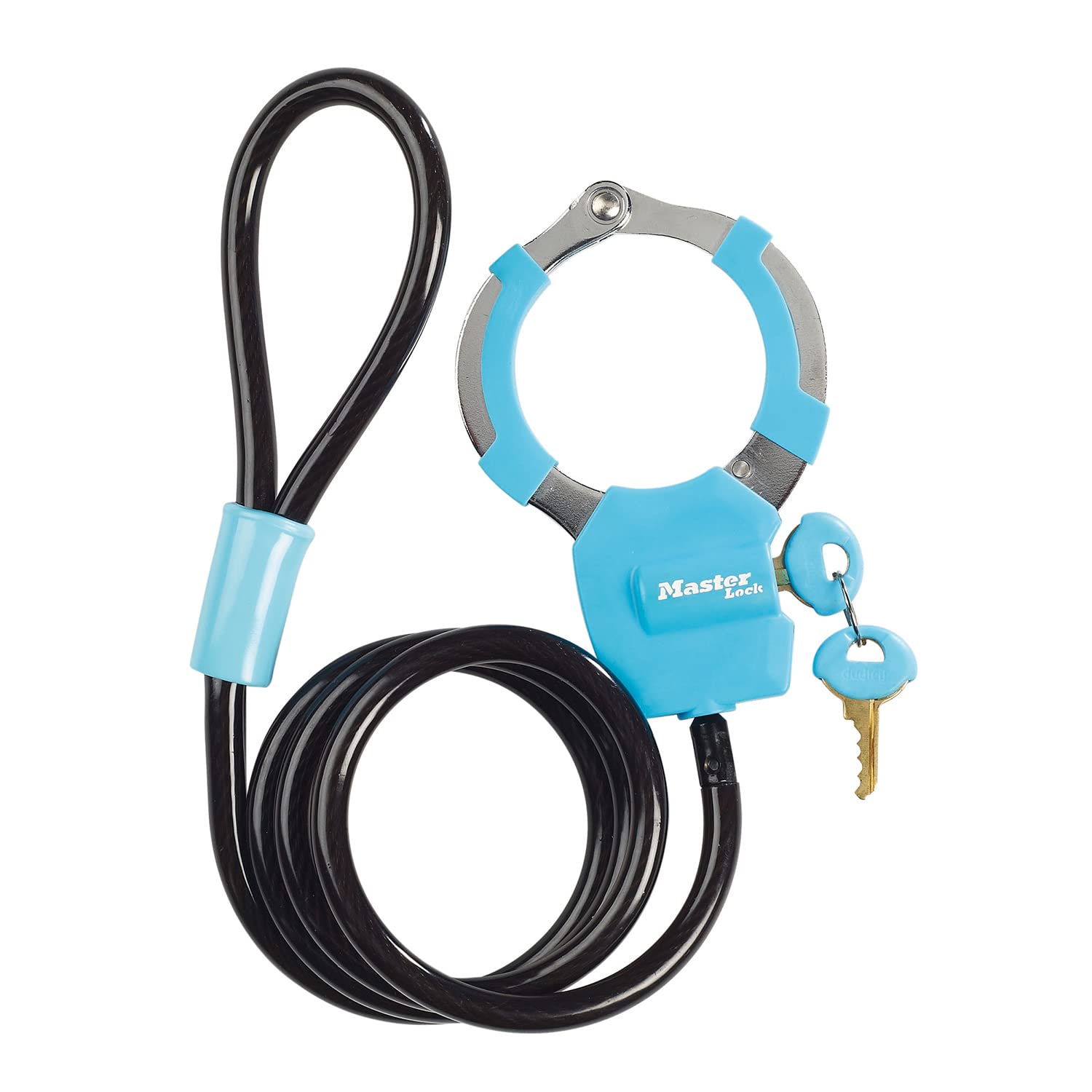 Master Lock 8275EURDPROBLU Cable Bike Lock with Cuff 1 Meter 8275EURDPROBLU-Best Used for Scooter, Troller, Strolers, Sport Equipments, Blue, One Size