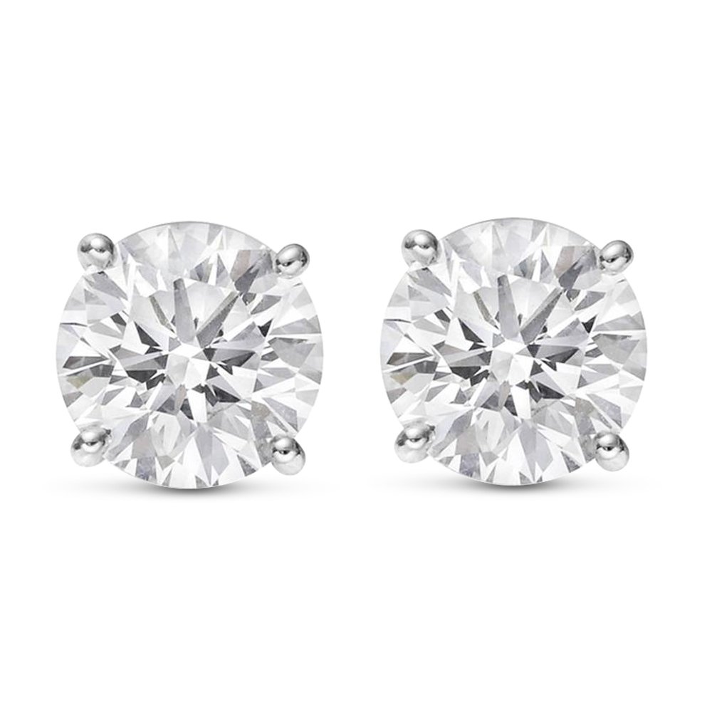 Houston Diamond District 3 Carat 14K White Gold IGI Certified LAB-GROWN Round Cut Diamond Earrings 4 Prong Push Back Value Collection (H-I Color, SI1-SI2 Clarity)