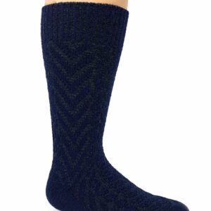 WARRIOR ALPACA SOCKS - Two-Tone Texture Socks Alpaca Wool Socks (Large, Navy/Olive)