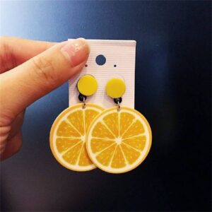 MALOYANVE Lovely Fruit Earrings for Women Cute Lemon Lime Orange Dangle Drop Earrings Acrylic Fun Earrings Summer Earrings Holliday Beach Vacation Jewelry (Yellow Lemon)