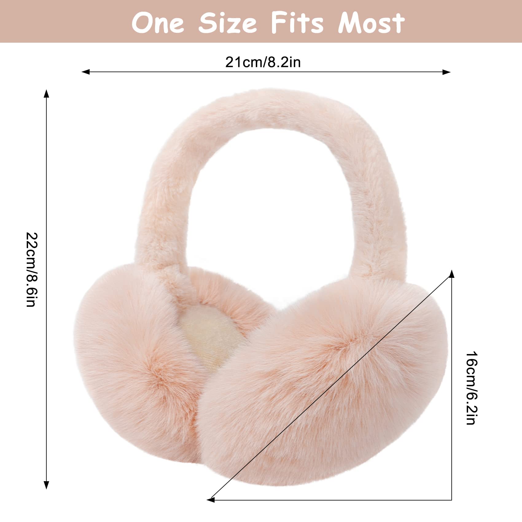 Ear Muffs for Women, Foldable Winter Faux Furry Earmuffs, Cold Weather Cute Soft Ear Warmer Covers Headband