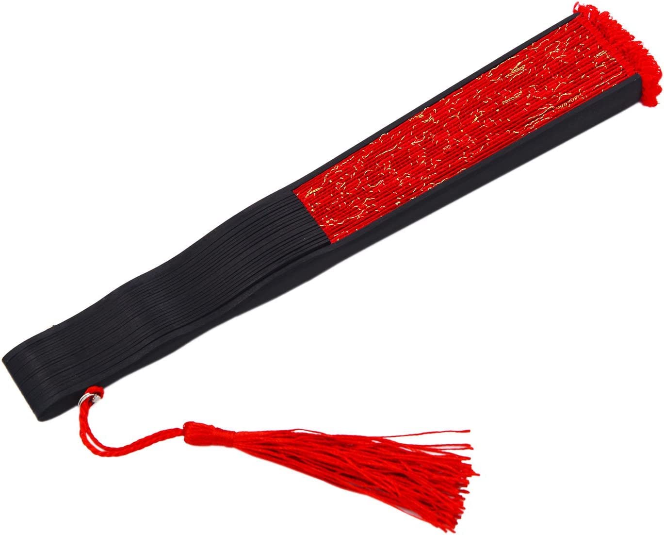 Womens Multi Color Handmade Cotton Lace Folding Hand Fan (Black-A) (Red-a)