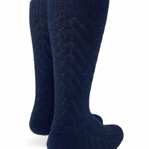 WARRIOR ALPACA SOCKS - Two-Tone Texture Socks Alpaca Wool Socks (Large, Navy/Olive)