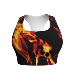 Besbapes Women Fire Flame Black Racerback Bras Padded Sports Bra Fitness Workout Running Shirts Yoga Tank Top