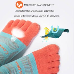 AONIJIE Running Ankle Toe Socks for Men and Women Lightweight Coolmax High Performance Five Finger Athletic Socks(3 Pairs/E: Black, Turquoise, Blue,M)