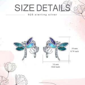 Dragonfly Ear Cuffs for Non PierceD Ears Sterling Silver Cuff Earrings with Abalone Shell, Dragonfly Gifts for Women