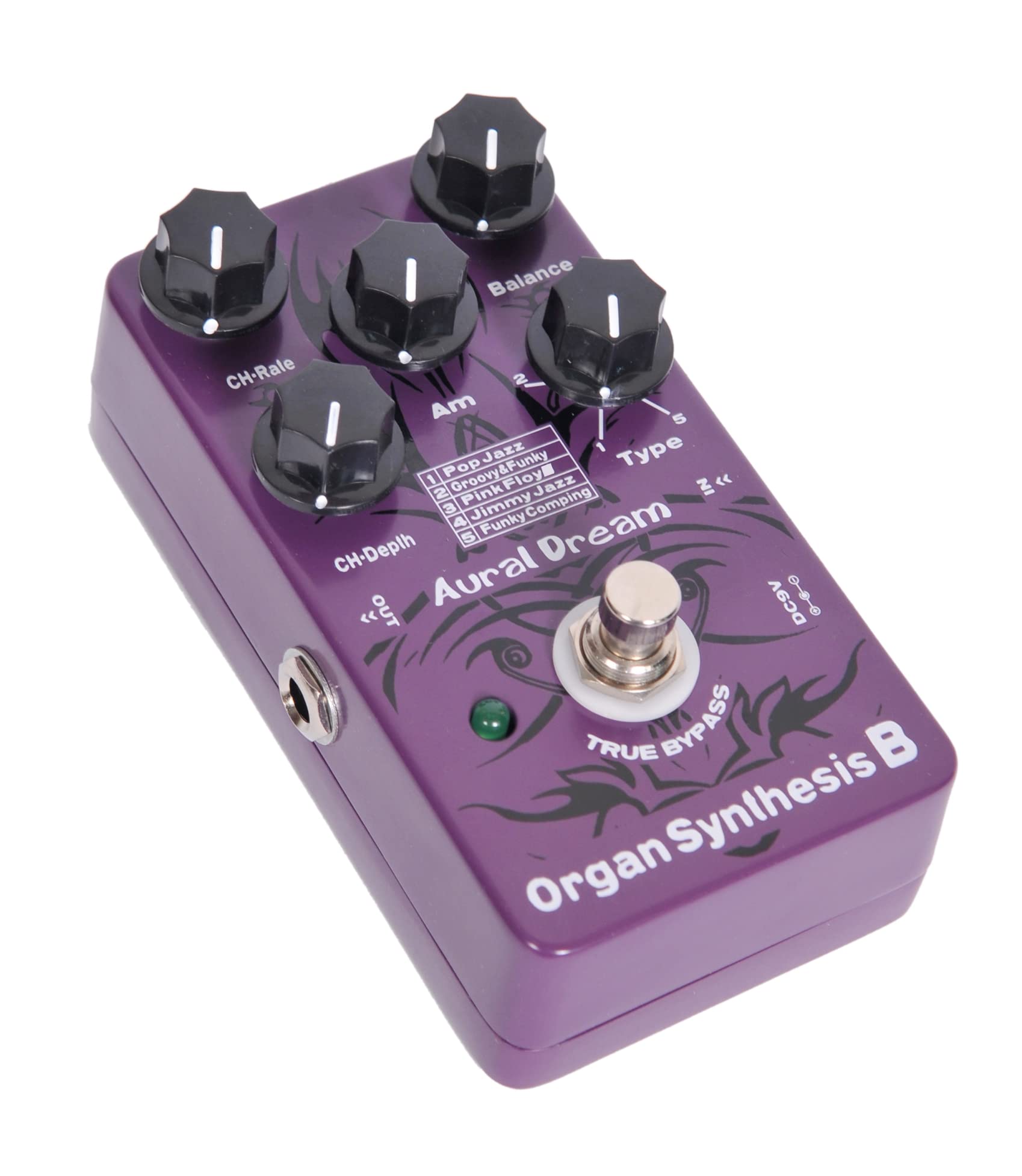 Aural Dream Organ Synthesis B Guitar Effect Pedal includes POP Jazz,Groovy&Funky,Jimmy Jazz and Funky Comping effects with Rotary Horn,Percussion and Chorus Modules,True bypass.