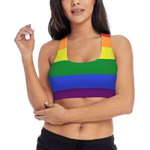 Women's Comfort LGBT Pride Rainbow Flag Fit Yoga Bras Athletic Tank for Training Exercise Sports Bra for Workout, Fitness