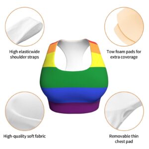 Women's Comfort LGBT Pride Rainbow Flag Fit Yoga Bras Athletic Tank for Training Exercise Sports Bra for Workout, Fitness