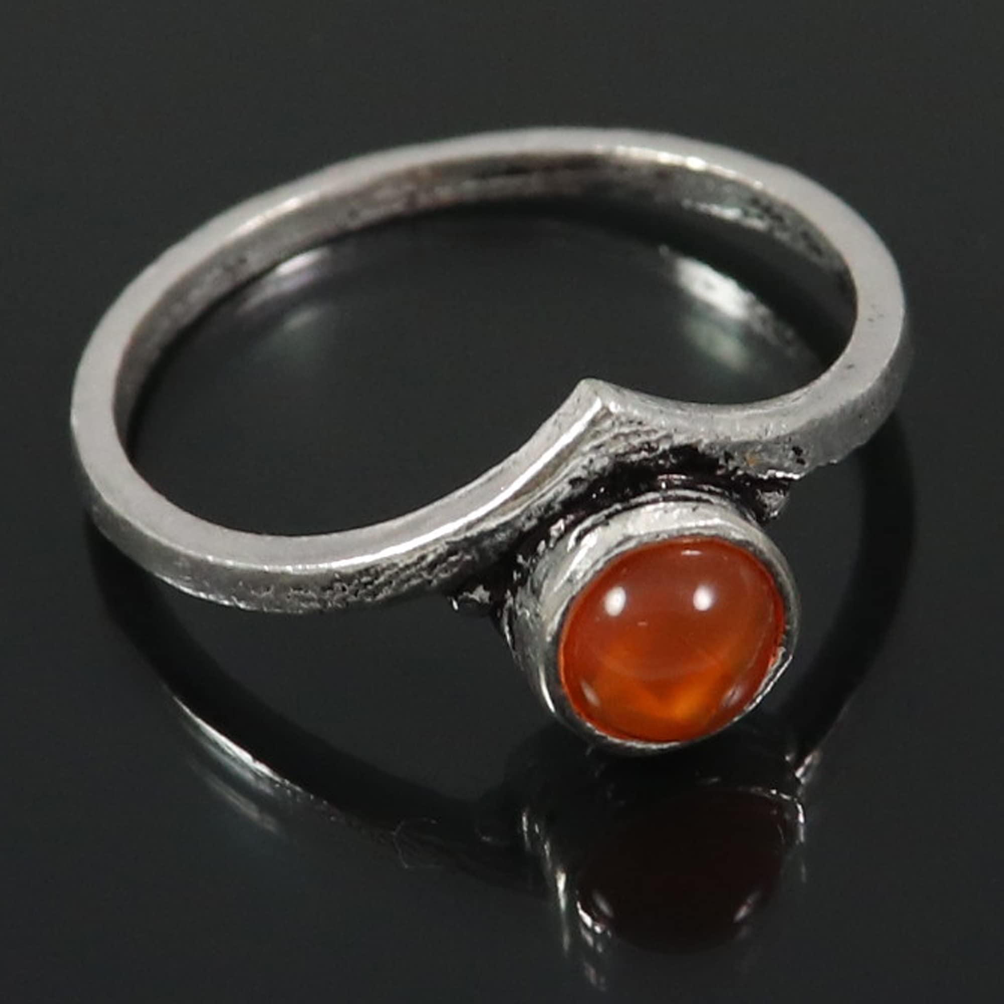 Carnelian Gemstone Silver Band Ring for Women Solid 925 Sterling Silver Ring Handmade by Goyal Exports SRG360E (US-3)