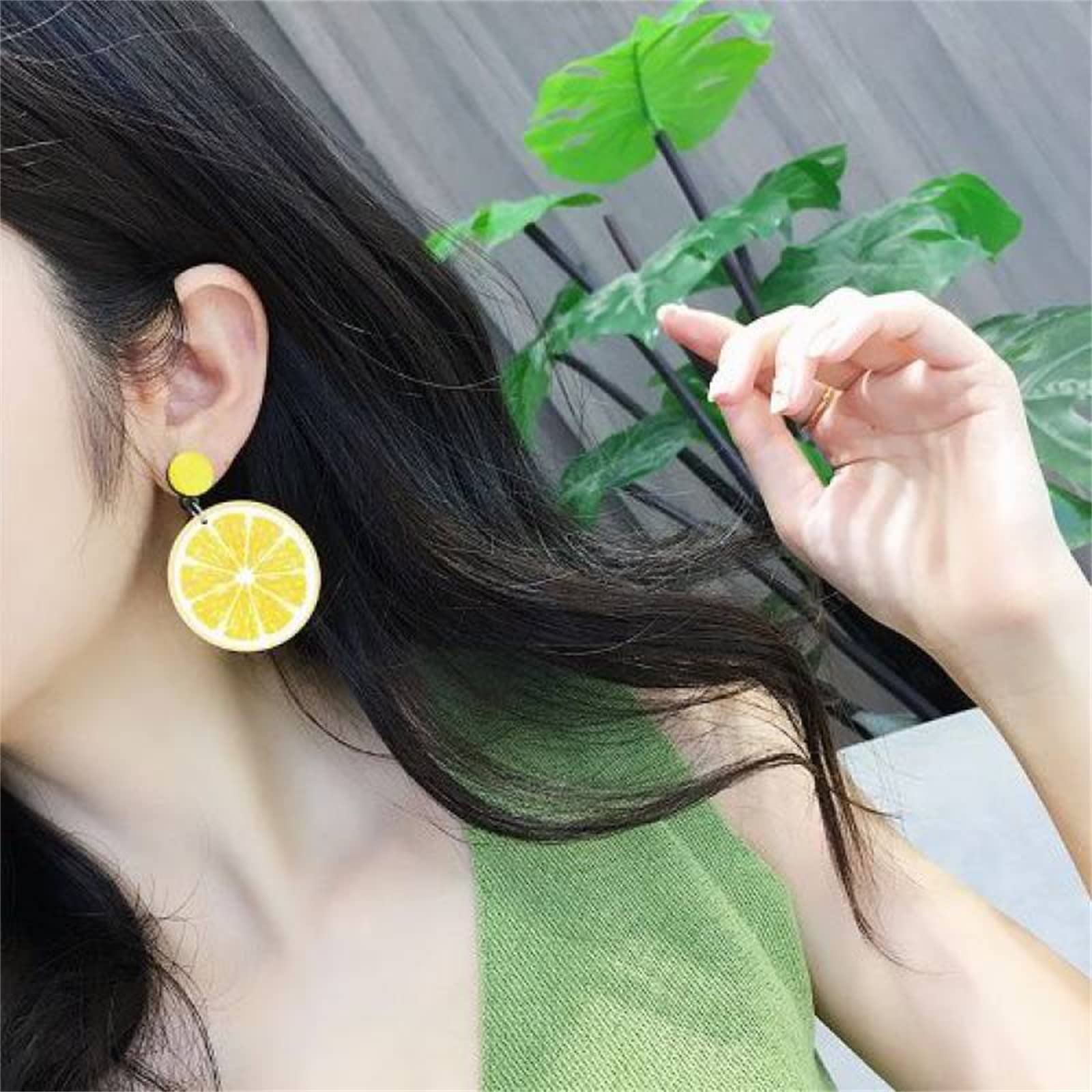 MALOYANVE Lovely Fruit Earrings for Women Cute Lemon Lime Orange Dangle Drop Earrings Acrylic Fun Earrings Summer Earrings Holliday Beach Vacation Jewelry (Yellow Lemon)