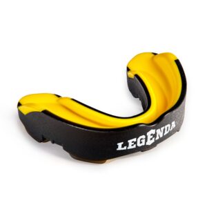 Legenda Mouth Guard Sports w/Case, Professional Mouthguard for Boxing, Football, Hockey, Jiu Jitsu, Muay Thai, MMA, Wrestling and High Contact Sports, Fits Adults, Youth, Kids 11+ (Black/Yellow)